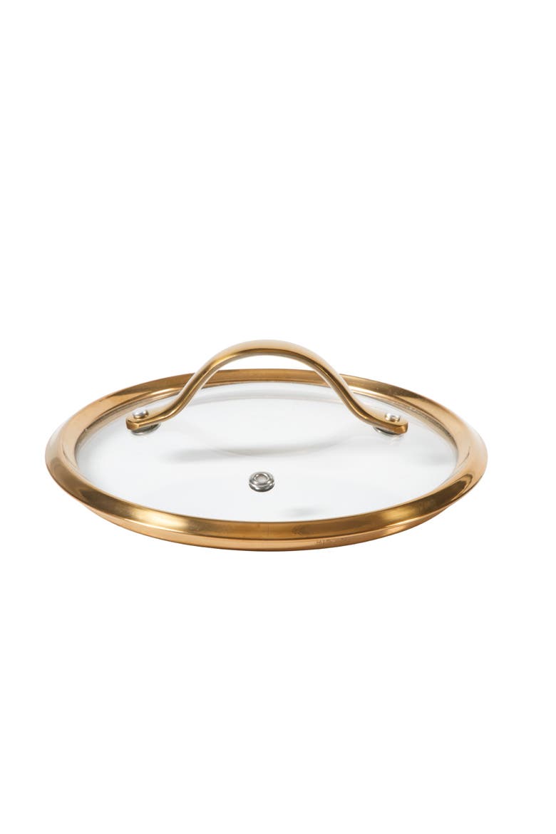 3 Quart Heavy Duty Aluminum Premium PFA Free Ceramic Nonstick Saucepan with Lid, Alternate, color, Linen White with Gold Handle