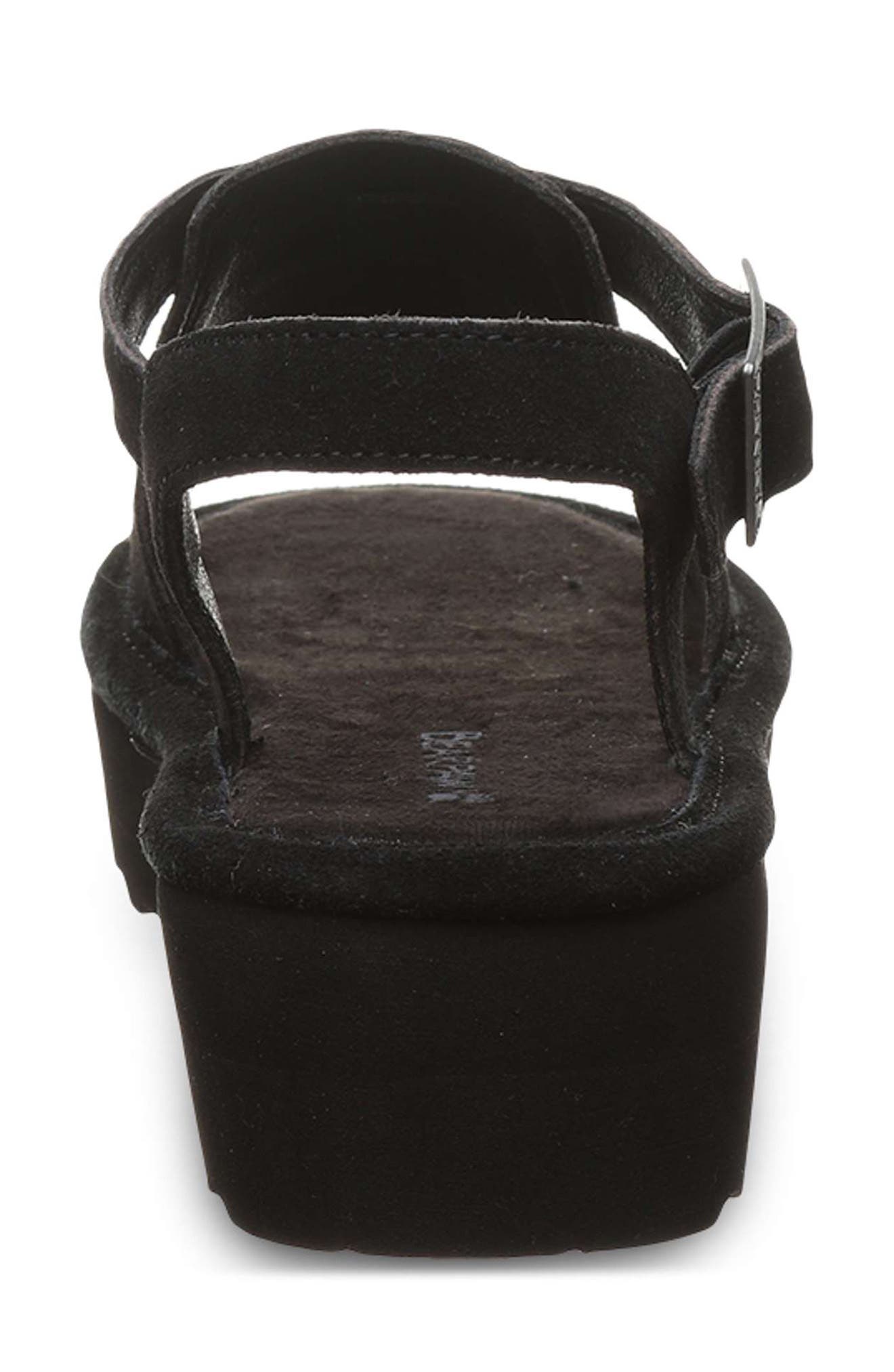 BEARPAW <p>Ascend Faux Leather Wedge Sandal (Women) </p>, Alternate, color, Black