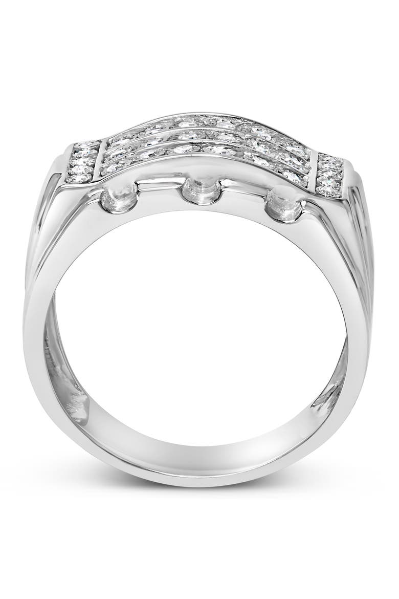 Men's Silver 1/4 Cttw Diamond Three Row Channel Band Ring, Alternate, color, Silver