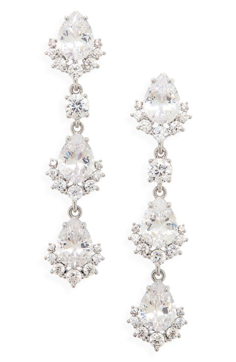 Cubic Zirconia Linear Drop Earrings