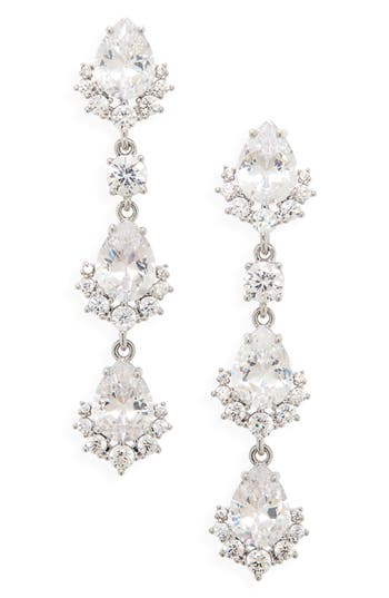 NORDSTROM NORDSTROM CUBIC ZIRCONIA LINEAR DROP EARRINGS 