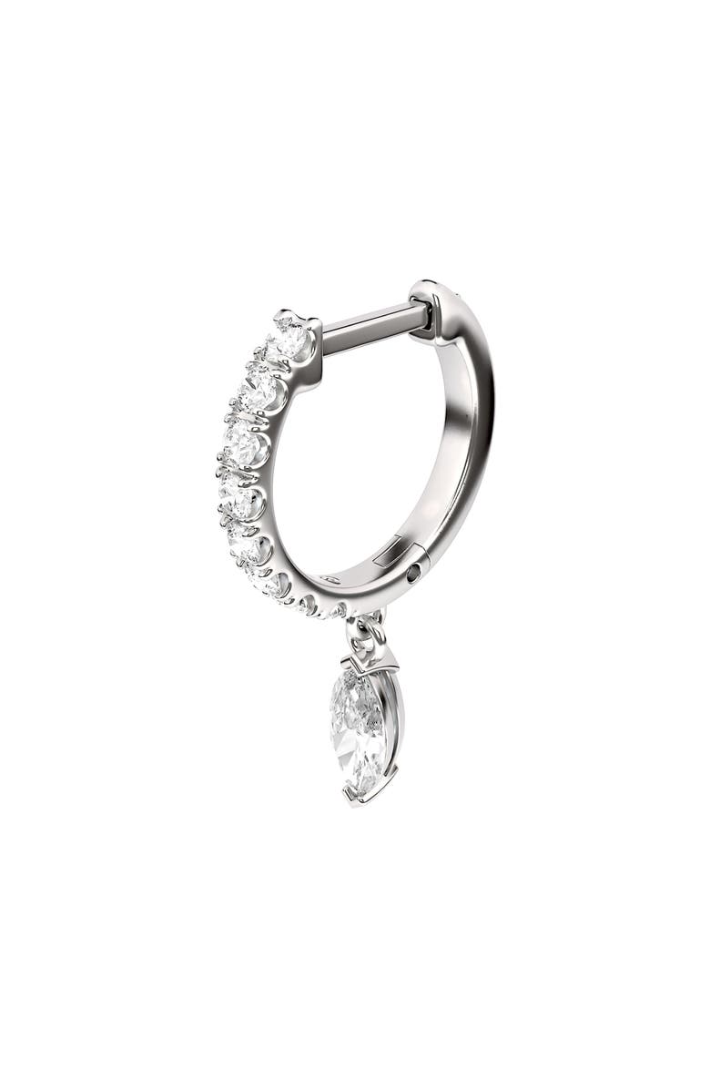 HauteCarat Lab Created Diamond Drop Huggie Hoop Earrings, Alternate, color, 18K White Gold