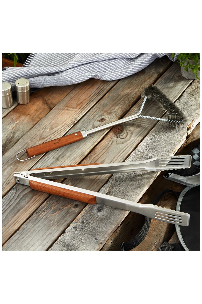 BBQ Tongs & Brush Set, Alternate, color, BROWN