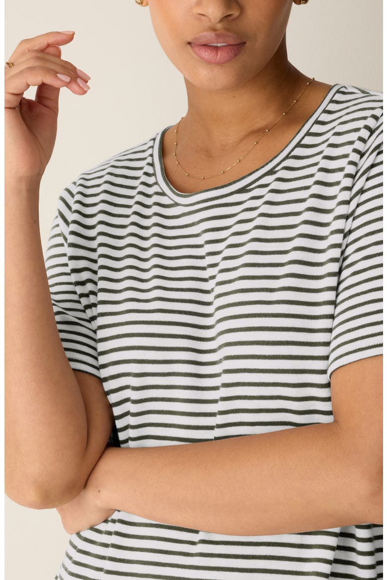Stripe T-Shirt Midi Dress, Alternate, color, OLIVE