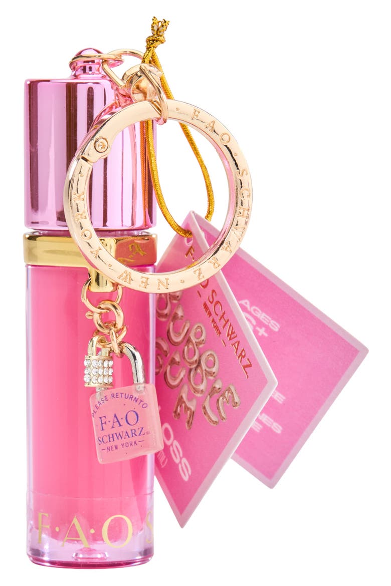 Lip Gloss with Lock Charm, Main, color, PINK