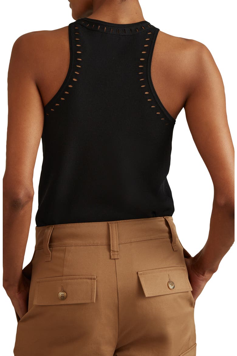Cammi Perforated Racerback Sweater Tank, Alternate, color, BLACK