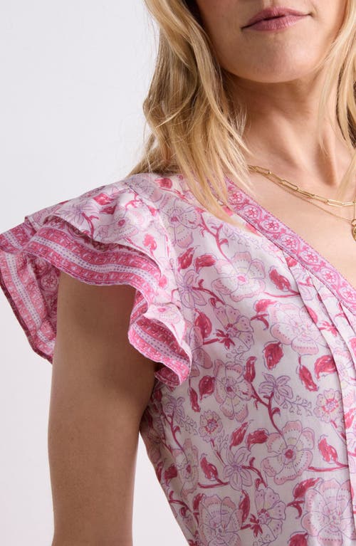 Shop Vineyard Vines Floral Flutter Sleeve Minidress In Frangipani Marsh