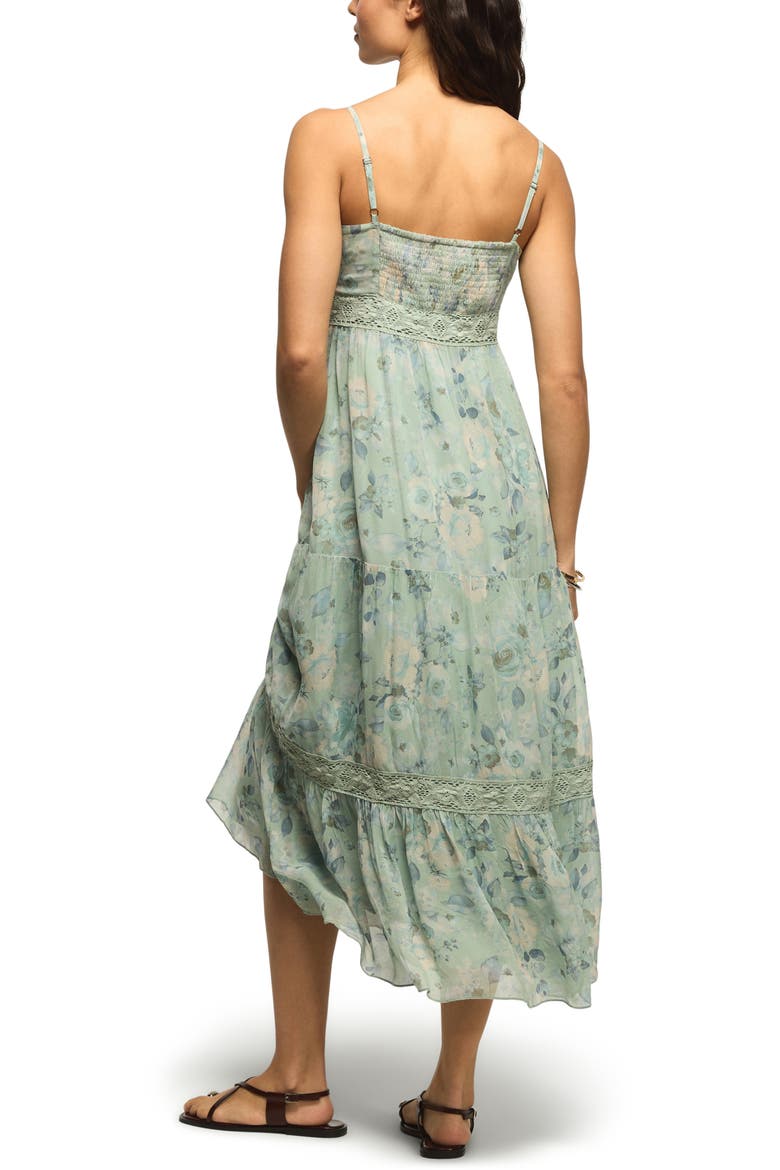 Lace Trimmed Floral Dress pistachio Sサイズ Floral Print Lace Trim Midi Dress (Women) | Nordstrom