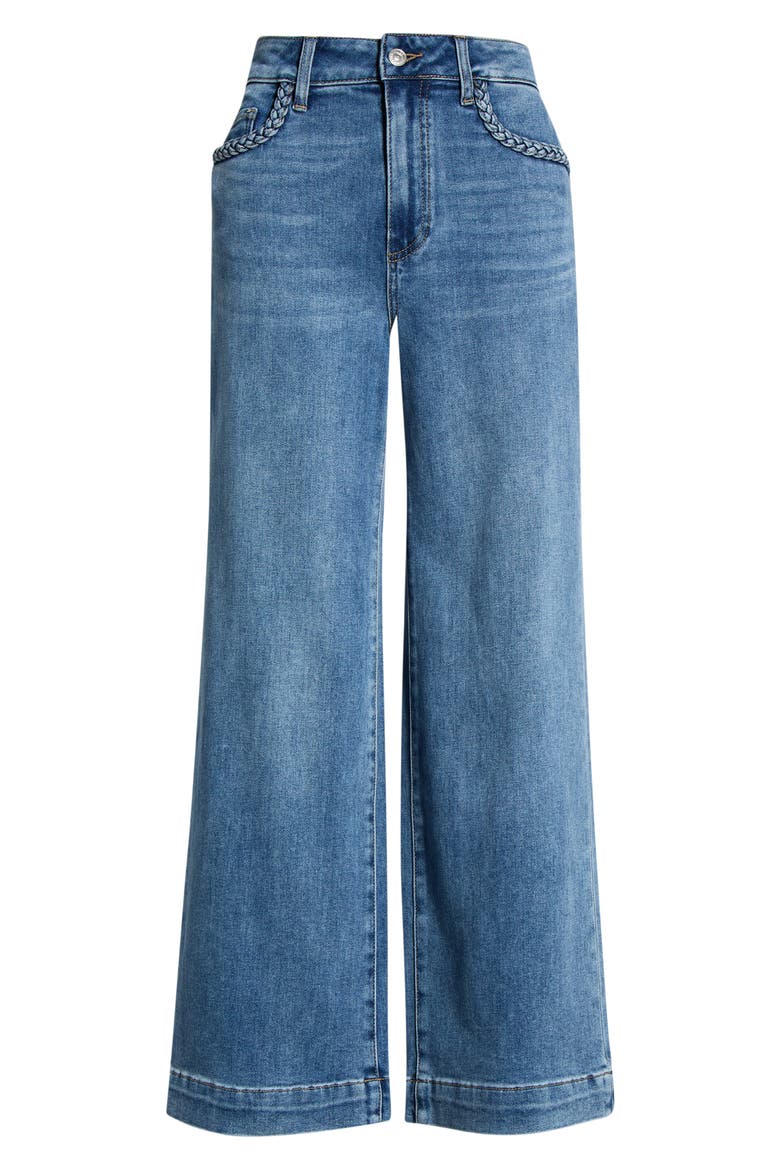 Anessa Braided Pocket High Waist Ankle Wide Leg Jeans, Alternate, color, ENCINO