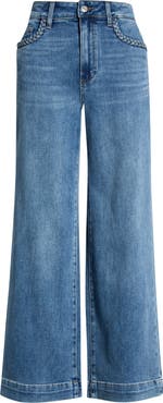 PAIGE Anessa Braided Pocket High Waist Ankle Wide Leg Jeans