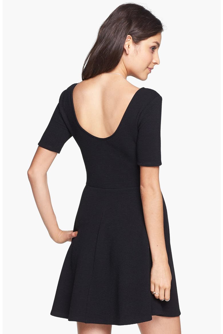 Scoop Back Skater Dress, Alternate, color, BLACK