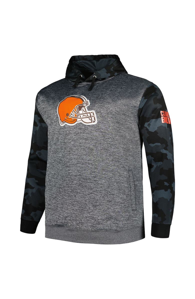 FANATICS Men's Fanatics Branded Heather Charcoal Cleveland Browns Big & Tall Camo Pullover Hoodie, Alternate, color, Heather Charcoal
