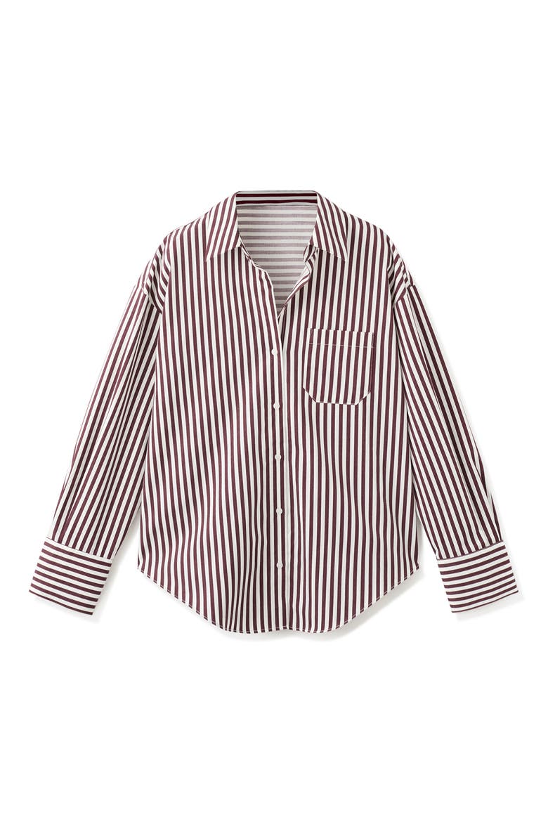 Stripe Cotton Blend Button-Up Shirt, Alternate, color, ECRU