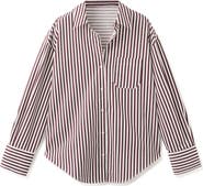 MANGO Stripe Cotton Blend Button-Up Shirt