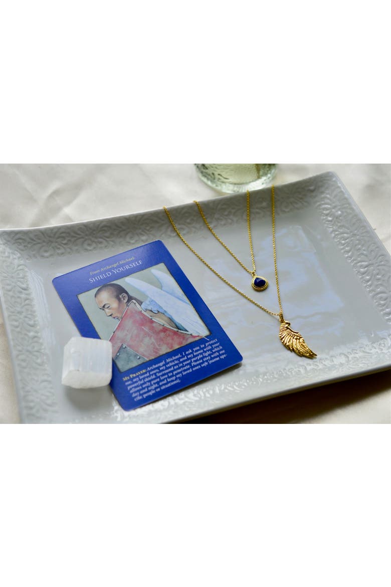 Archangel Michael Necklace Angel of Protection, Alternate, color, White