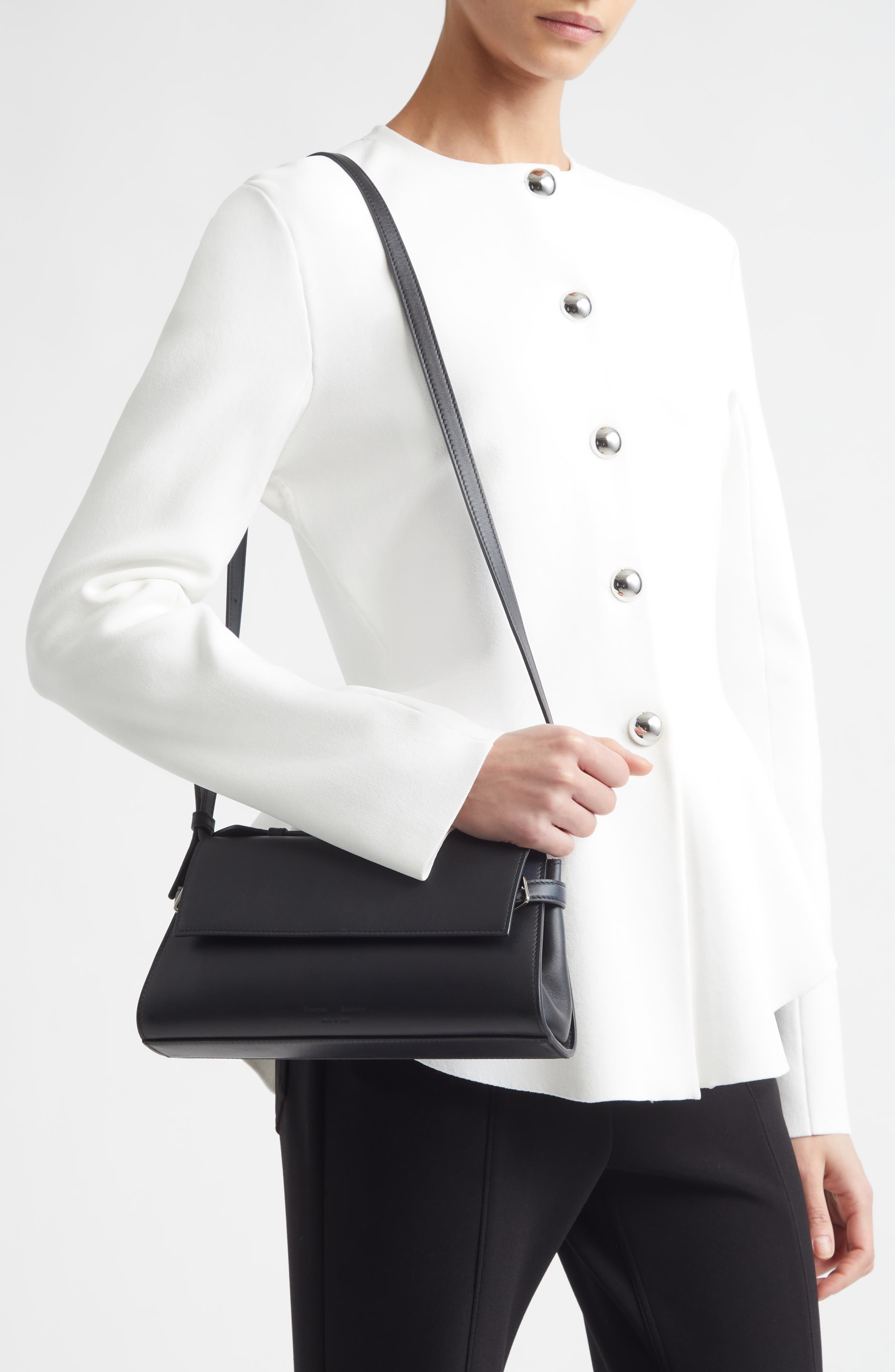 Proenza Schouler Tate Leather Clutch, Alternate, color, Black