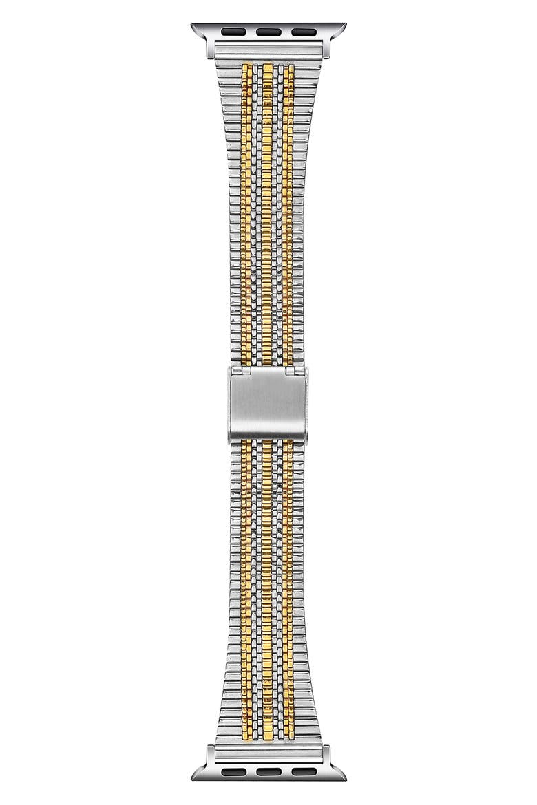 Eliza Stainless Steel Apple Watch® Watchband, Main, color, SILVER/ GOD