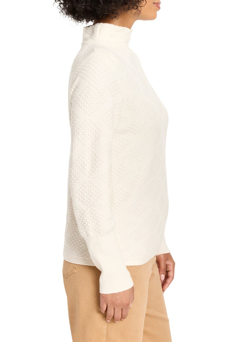 Diamond Stitch Funnel Neck Sweater, Alternate, color, CLASSIC CREAM