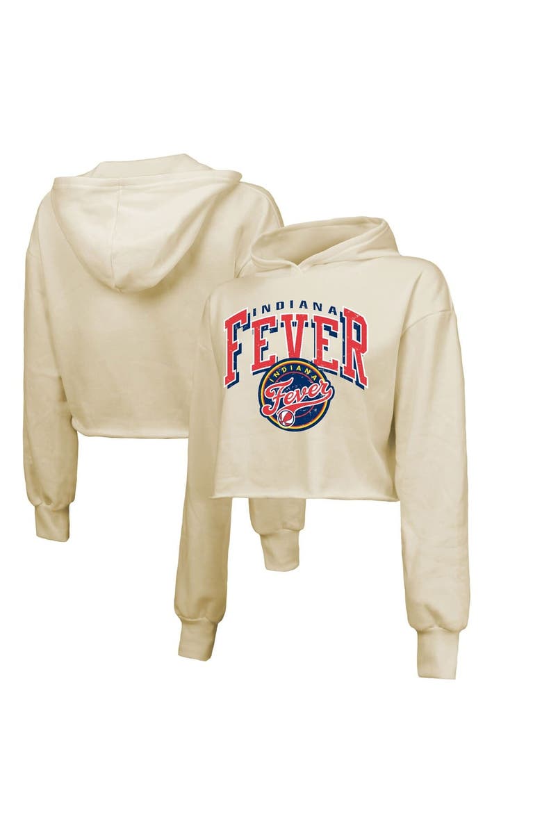 Majestic Threads Women's Majestic Threads Cream Indiana Fever Circus Shot Drop Shoulder Tri-Blend Cropped Pullover Hoodie, Main, color, Cream