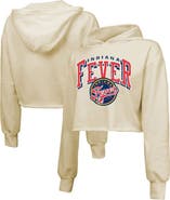 Majestic Threads Women's Majestic Threads Cream Indiana Fever Circus Shot Drop Shoulder Tri-Blend Cropped Pullover Hoodie