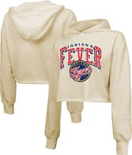 Majestic Threads Women's Majestic Threads Cream Indiana Fever Circus Shot Drop Shoulder Tri-Blend Cropped Pullover Hoodie
