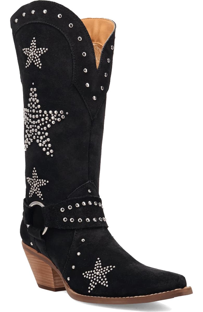 Dingo Lucky Stars Knee High Western Boot, Main, color, Black