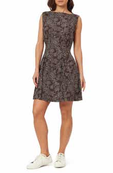 Scotch & Soda Paisley Print Boatneck Fit & Flare Dress