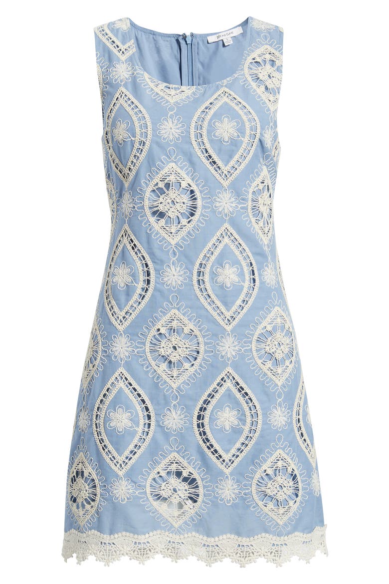 Embroidered Cotton Minidress, Alternate, color, LIGHT BLUE