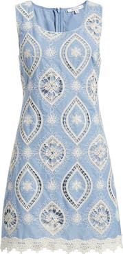 ZOE AND CLAIRE Embroidered Cotton Minidress