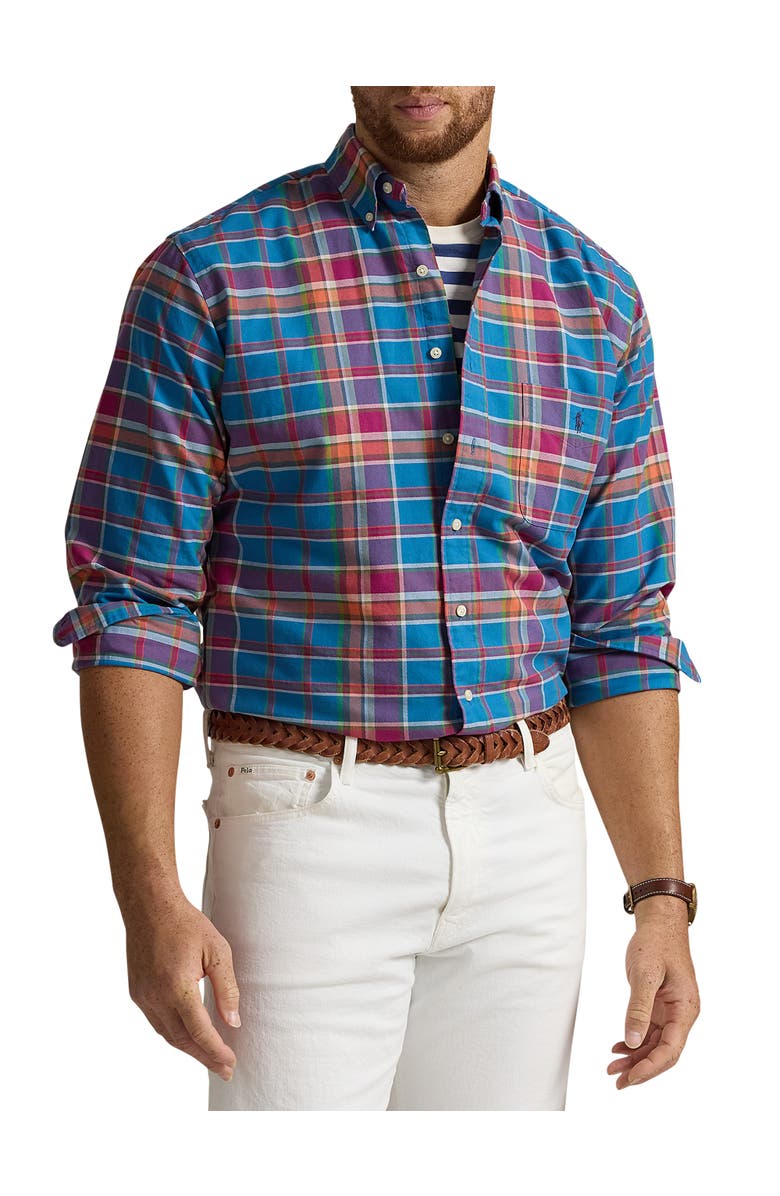 Polo Ralph Lauren Big & Tall Oxford Sport Shirt, Main, color, Blue Berry Multi