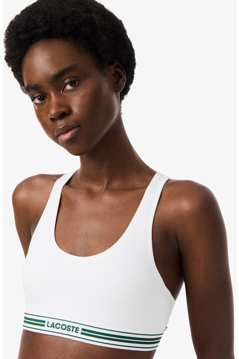 Racerback Padded Stretch Cotton Bralette, Alternate, color, WHITE