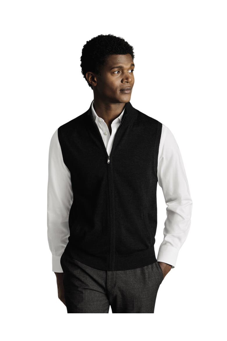 Pure Merino Zip Vest, Main, color, Charcoal Grey