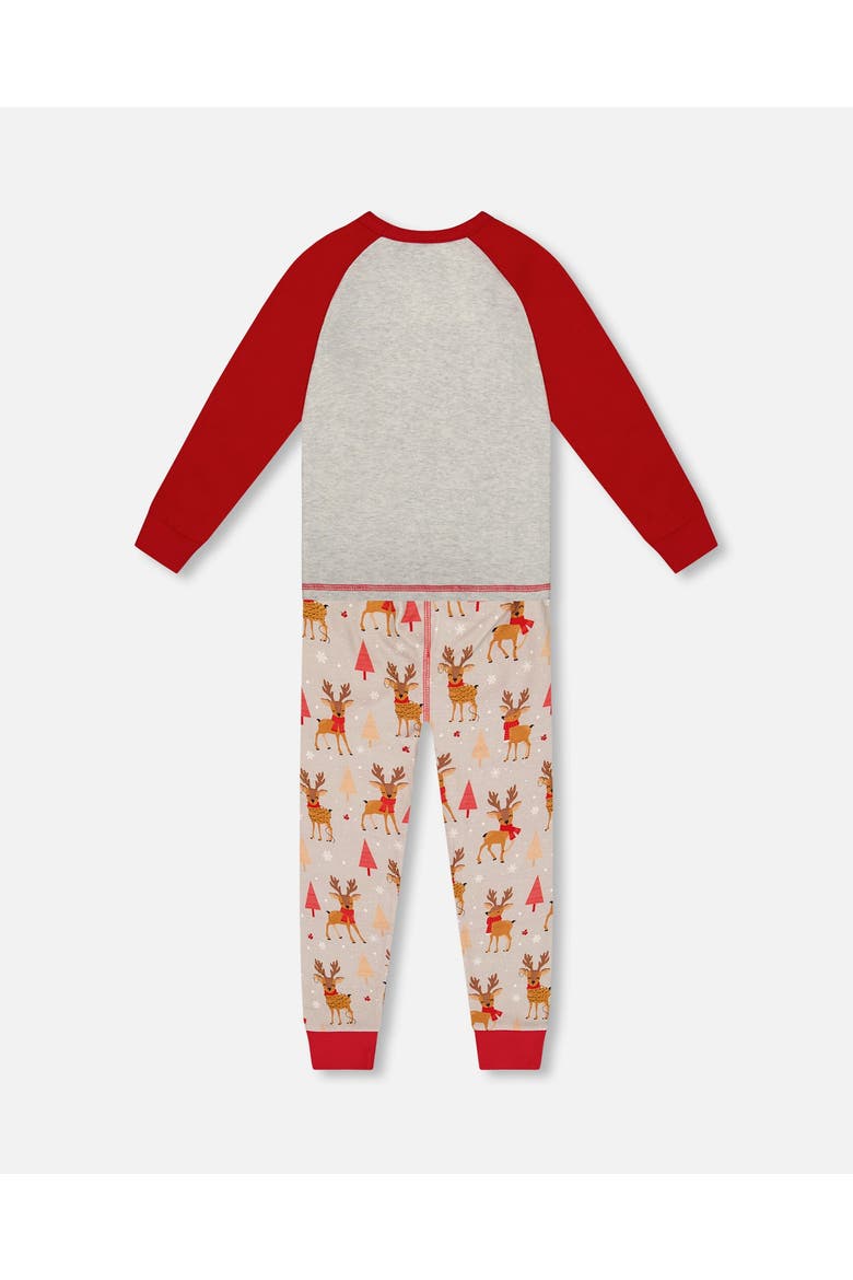 Two-Piece Organic Cotton Pajama Set Reindeer, Alternate, color, Beige