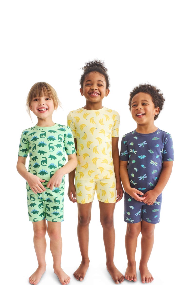 Kids Organic Pj Short In Critters, Alternate, color, Pear Dinosaurs