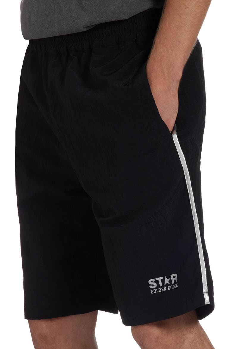 Star Logo Shorts, Alternate, color, BLACK/ SILVER