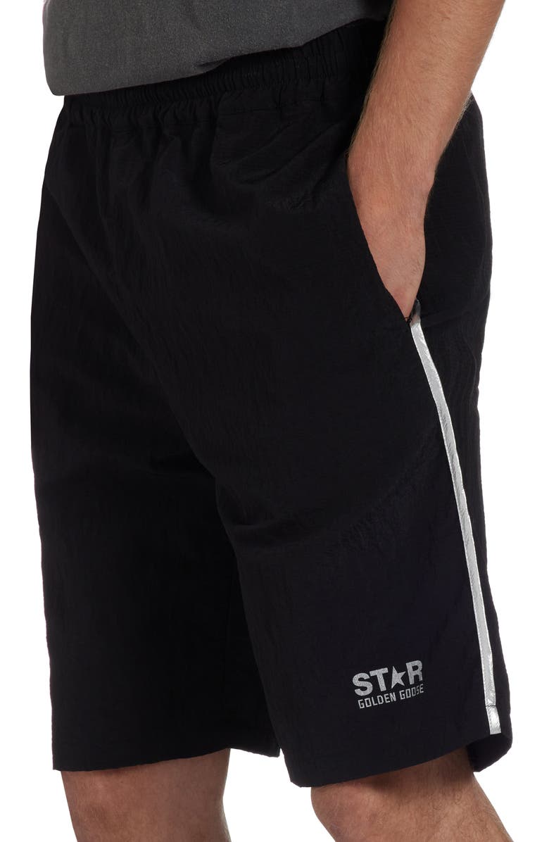 Golden Goose Star Logo Shorts, Alternate, color, Black/ Silver