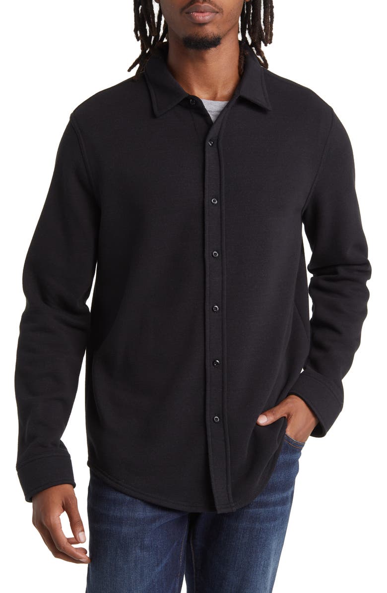 Threads 4 Thought Mika Fleece Button-Down Shirt, Alternate, color, Black