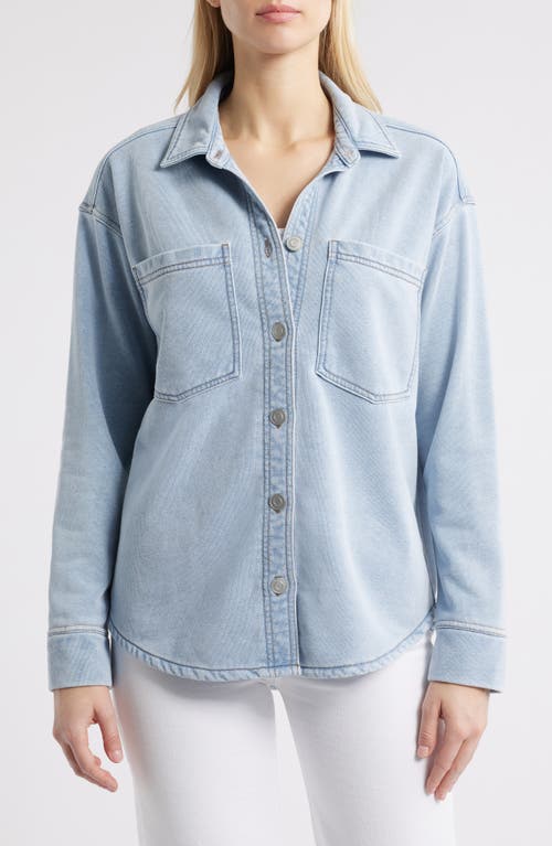 BEACHLUNCHLOUNGE BEACHLUNCHLOUNGE TANIA WASHED COTTON BLEND FRENCH TERRY BUTTON-UP SHIRT