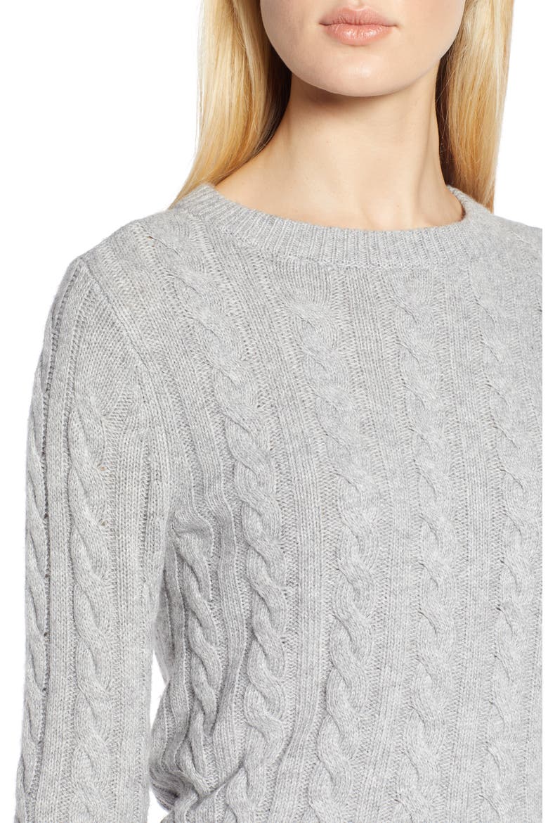 x Atlantic-Pacific Cable Sweater, Alternate, color, GREY HEATHER