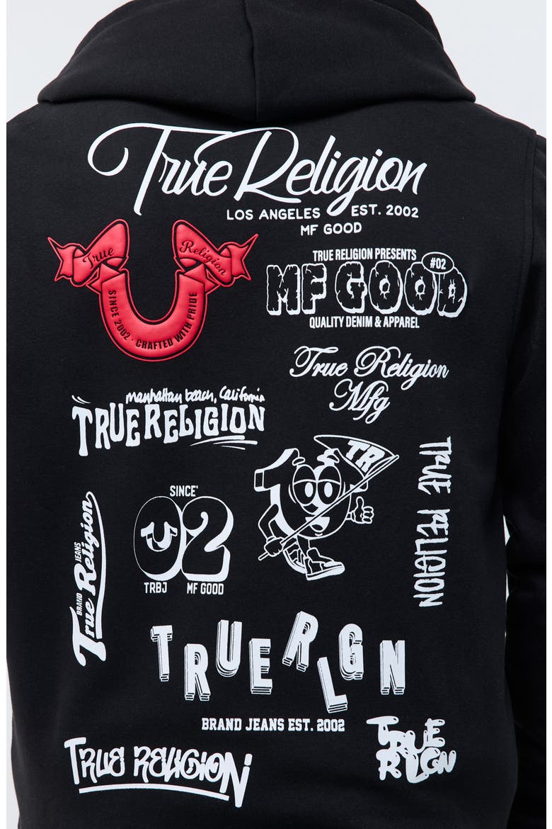 Ribbon Sketch Full Zip Hoodie, Alternate, color, JET BLACK