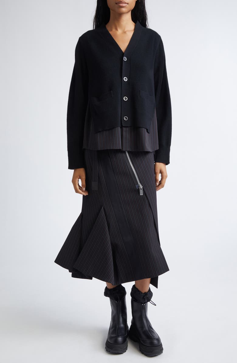 Sacai Mixed Media Jacket, Alternate, color, Black