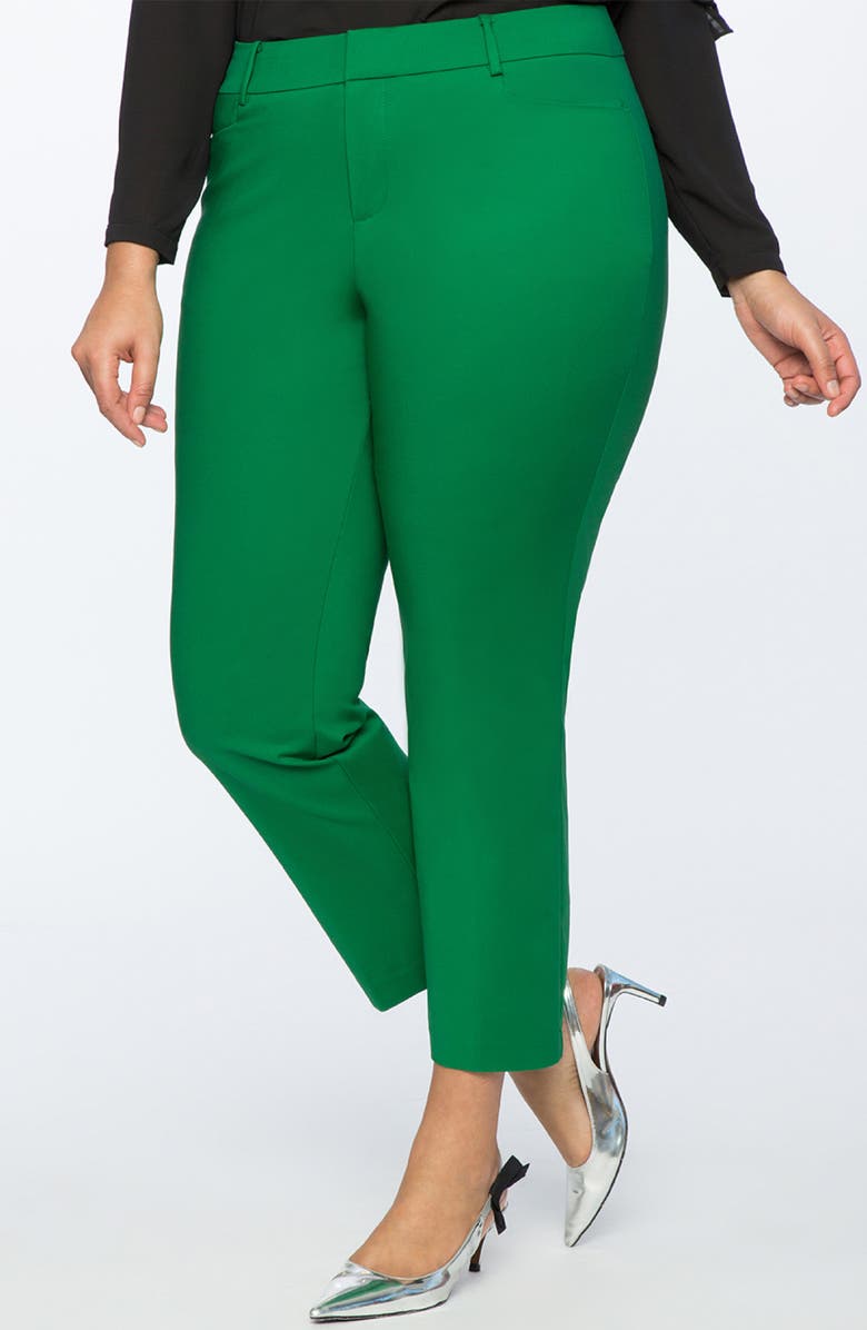 ELOQUII Kady Stretch Cotton Straight Leg Pants, Main, color, 