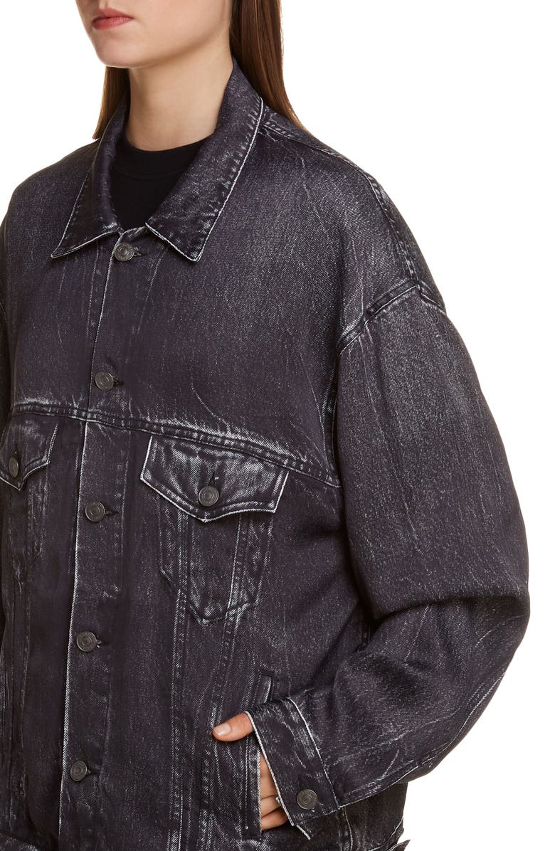 Balenciaga Oversize Trompe l'Oeil Satin Jacket, Alternate, color, 