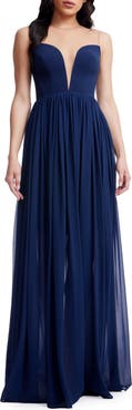 Dress the Population Eleanor Illusion Neck Gown