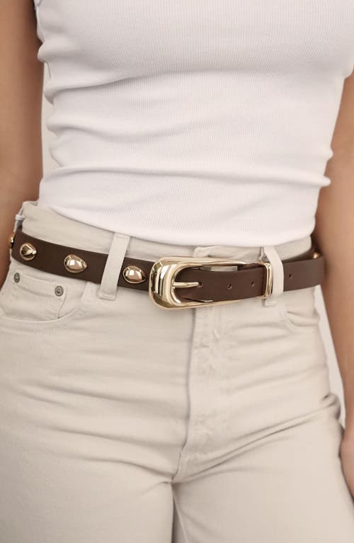 Ettika Teardrop Studded Leather Belt In Brown