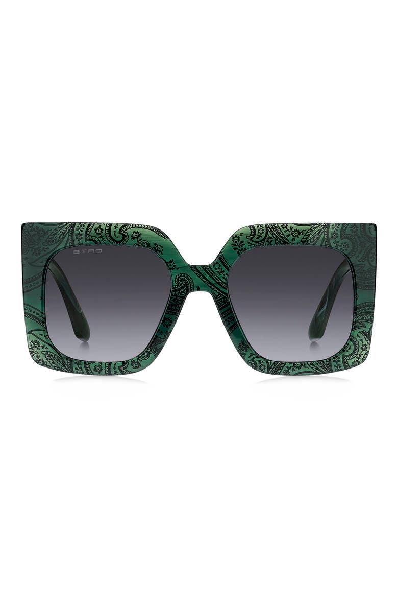 53mm Gradient Square Sunglasses, Main, color, MARBLE GREEN/ DARK GREY SF
