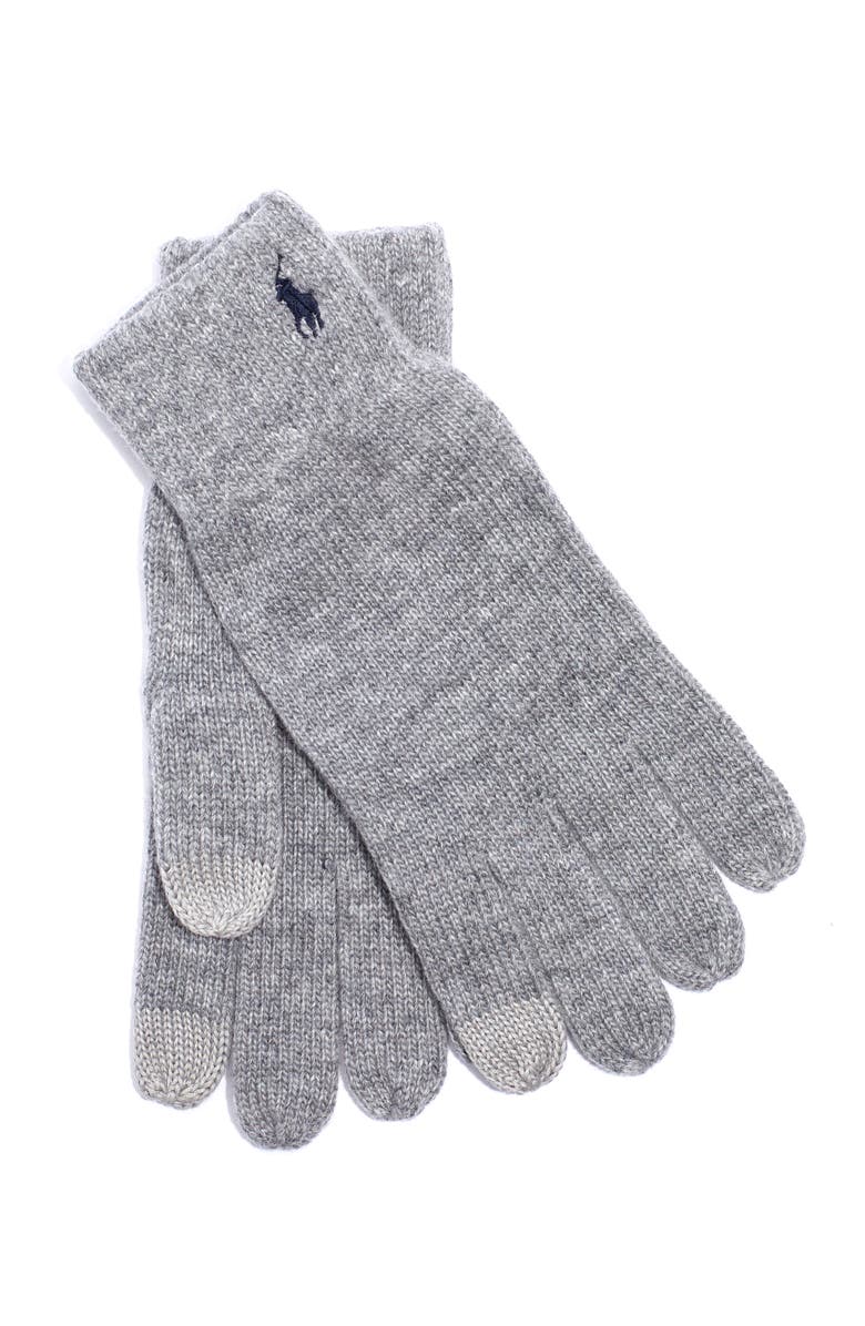Polo Ralph Lauren Knit Touch Glove, Main, color, Classic Grey Hthr