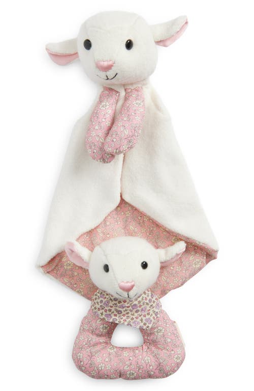 APPLE PARK Organic Cotton Blankie Rattle in Patterned Lamby  product