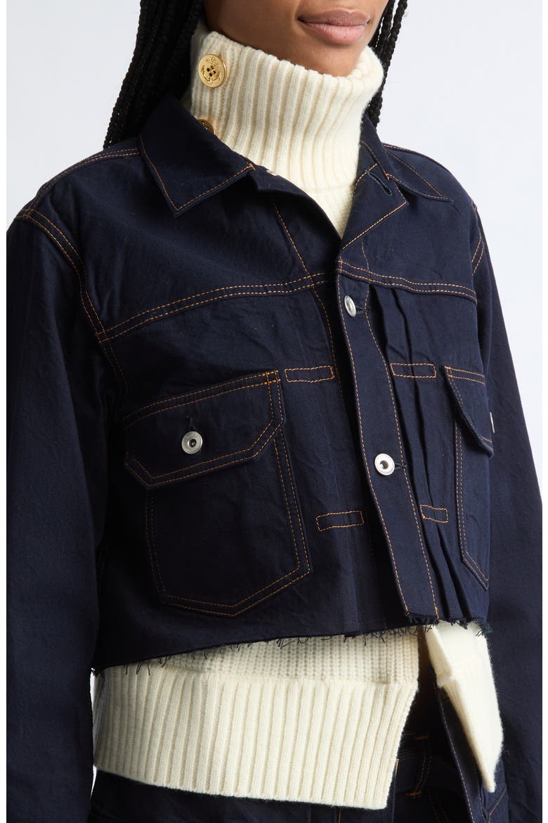 Denim & Wool Knit Jacket, Alternate, color, NAVY/ OFF WHITE