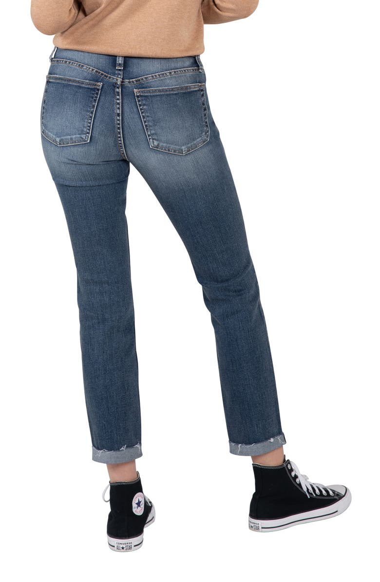 Silver Jeans Co. Beau Ripped High Waist Cuff Girlfriend Fit Jeans, Alternate, color, Indigo